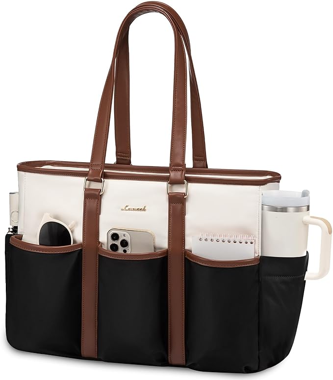 LOVEVOOK Work Tote Bag for Women, 17 lnch Laptop Bag for Women, Nurse Teacher Tote Bag, Utility Professional Computer Bag For Work/Travel/College/Daily, Large Purse Handbag With Multi Pockets