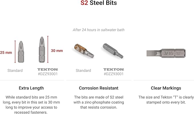 TEKTON 1/4 Inch Bit Driver and Bit Set with Case, 37-Piece | DBH93101