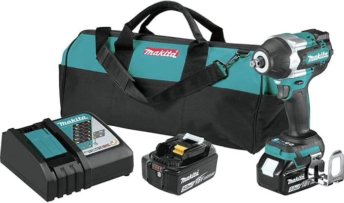Makita XWT17T 18V LXT® Lithium-Ion Brushless Cordless 4-Speed Mid-Torque 1/2" Sq. Drive Impact Wrench Kit w/Friction Ring Anvil (5.0Ah)