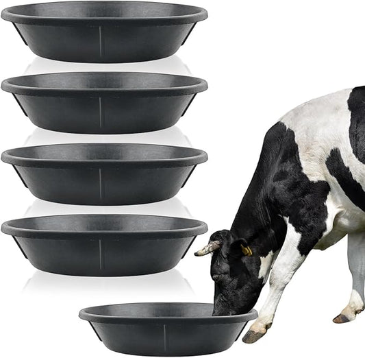 4 PCS Rubber Feed Pan, 17.5X5.3in Horse Feed Bucket, 3 Gallon Feed Pan for Horse Cow Sheep Dog Pig Chicken Dust Bath and Other Animal Feed Container