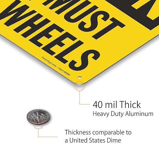 SmartSign-S-0617-AL "Caution - Driver Must Chock Wheels" Sign | 10" x 14" Aluminum