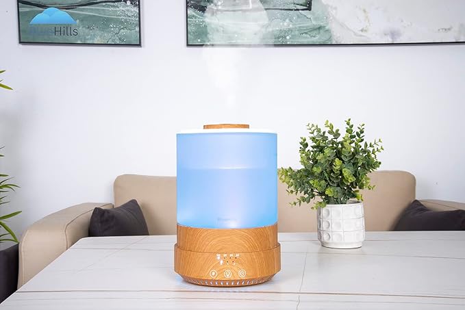 BlueHills Premium Set of Two Large 2500 ML and 1000 ML Round Essential Oil Diffusers Humidifier Combo for Large Room Home with Décor LED Lights Great Gift – Value Pack of Wood Grain