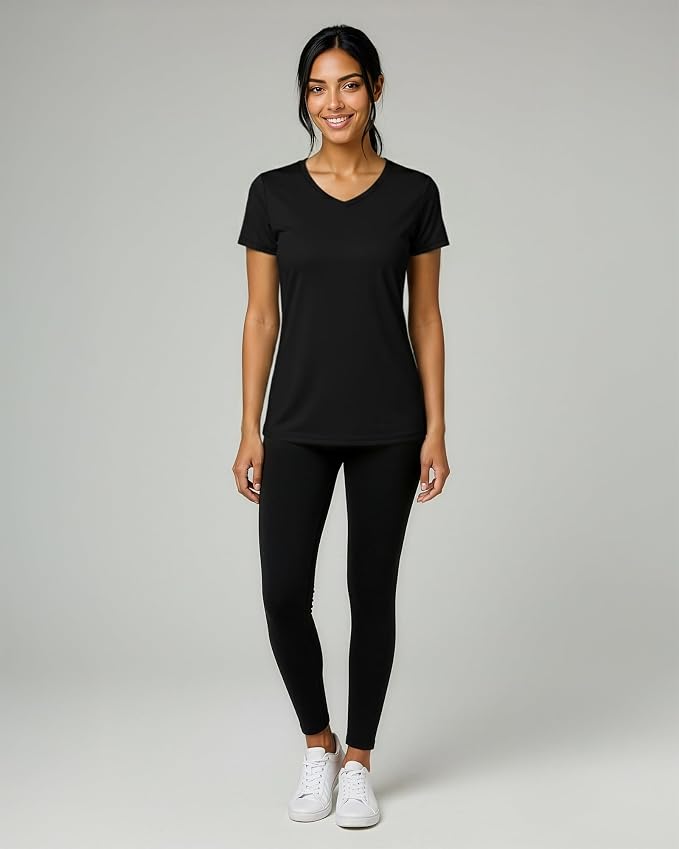 5 Pack Women's Dry Fit V Neck Workout Tops T Shirts Athletic Gym Yoga Tees | Available In Plus Size, Cooling Moisture-Wicking, Short Sleeve, Quick-Dry, Fitness, Stretch, Exercise, Running, Hiking