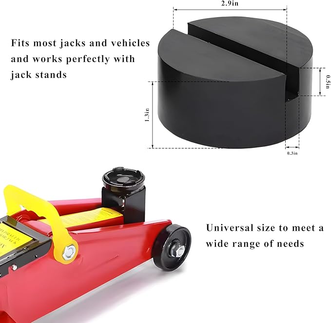2 PCS Jack Stand Pad Adapter, Universal Rubber Pinch Weld Side Frame Rail Protector Pad, Vehicle Heavy Duty Slotted Floor Jack Pad, Lift Protection Tool Car Accessories