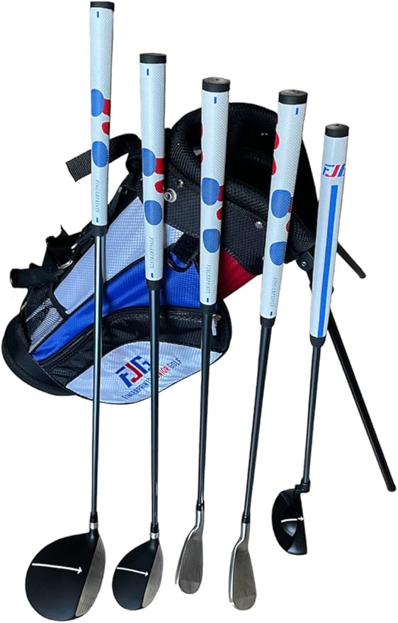 Fingerprints Junior Golf Club Set - Perfect for Junior Golfers - Left-Handed & Right-Handed Options - Complete Set in Multiple Sizes with Driver, Hybrid, 7i, PW, Putter & Stylish Stand Bag