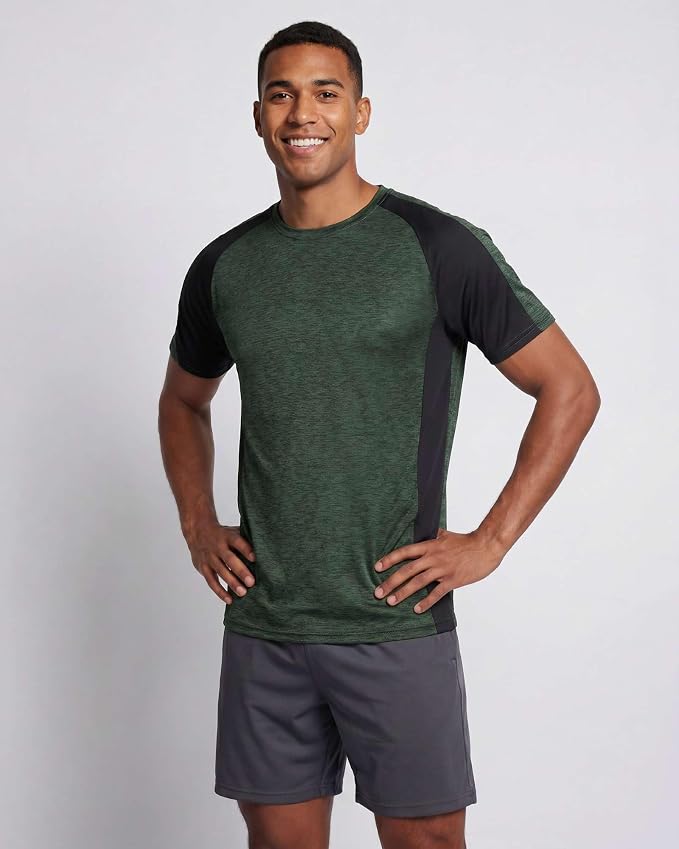 5 Pack Men's Dry Fit Short Sleeve T-Shirt Gym Workout Athletic Running Tee | Cooling, Moisture-Wicking, Crew Neck, Quick-Dry, Breathable, Active, Exercise, Fitness, Basketball, Cycling, Hiking, Tennis