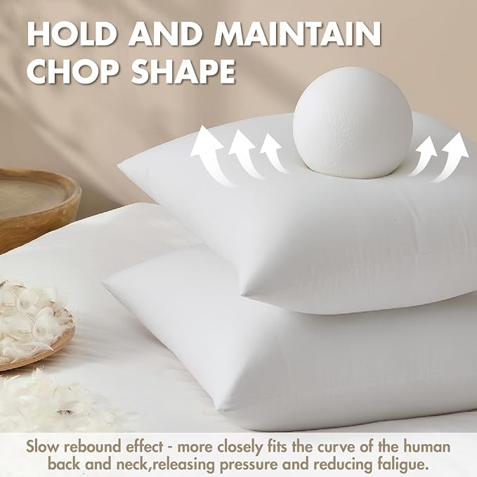 MIULEE 18x18 Pillow Inserts, Premium Feather and Down Pillows Pack of 4 | Fluffy and Choppable DecorativeThrow Pillows for Sofa Bed Couch with Double-Layer Down-Proof Cotton Fabric Cover