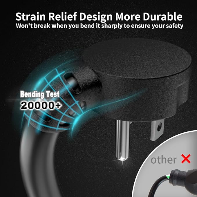 HUANCHAIN 14 Gauge 6 Feet Flat Plug Extension Cord Black Indoor Outdoor, Heavy Duty 3 Prong Grounded Low Profile Extension Wire Flexible, 15A 1875W 125V 14AWG SJTW, ETL Listed