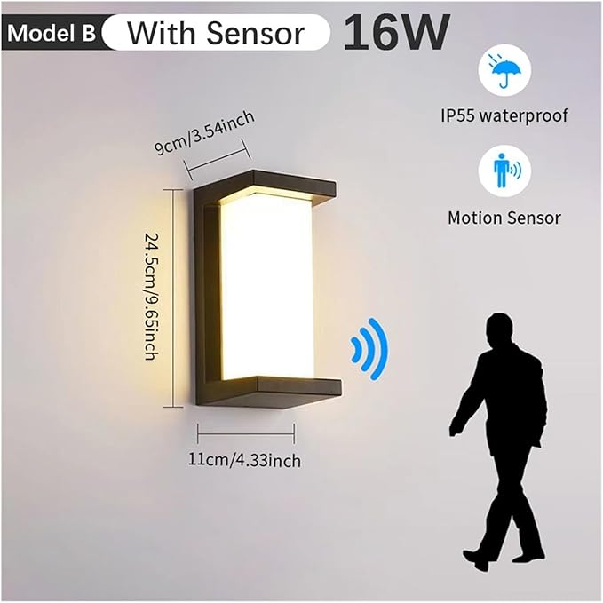 Long Wall Light, LED Wall Lamp Motion Sensor Waterproof Led Lights Wall Light Indoor Outdoor Wall Panels for Home Corridor Lighting,Bedroom Bedside Licht(Warm White,B with Sensor)