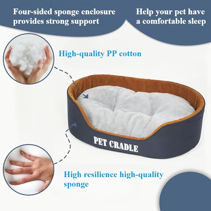 Dog Bed Orthopedic Dog Couch Bed, Waterproof Pet Bed with Removable Washable Mat & Non-Slip Bottom(Blue,15.75''X11.81'')