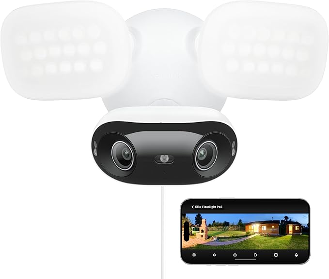 REOLINK PoE Security Camera Elite Pro Floodlight PoE, 16MP Dual Lens, 180�� | 2800 Lumens Lighting, Infrared Night Vision, Local AI Video Search, Smart Detection, 24/7 Recording with Motion Track