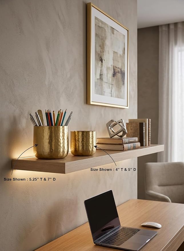 Serene Spaces Living Antique Brass Look Gold Hammered Pots: Stylish Indoor Planter, Decorative Accent for Potted Plants, Gold Flower Vase - Perfect for Weddings or Centerpieces, Small