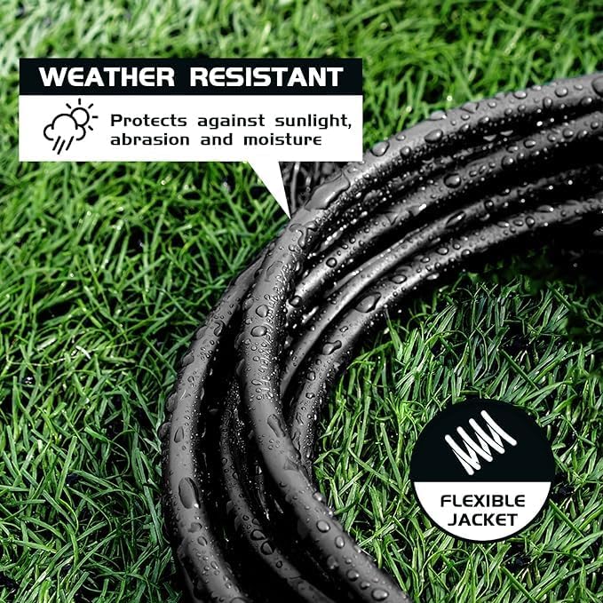 Indoor Outdoor Extension Cord Weatherproof, UL Certified, 12 Gauge 6FT Black 3 Prong Heavy Duty, 12/3 SJTW 15A Power Cord for Outdoor Lights, Appliances, Lawn