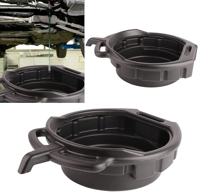 Aramox AntiFreeze Car Oil Change Pan - Portable Black Oil Drain Pan Universal Auto Repair Tool (7.5L)