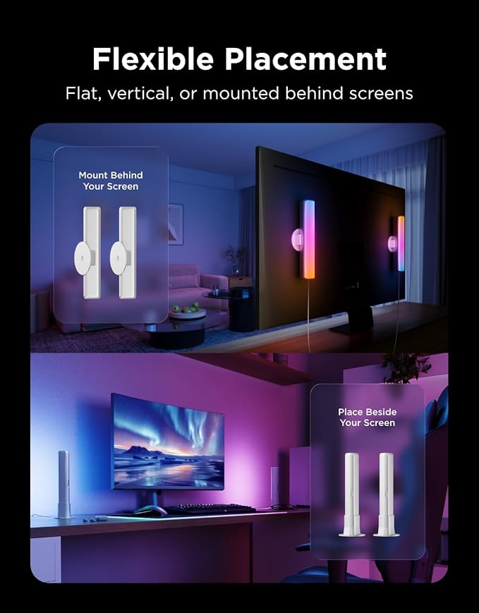 Govee Smart Light Bar, RGBICWW TV Lights for Living Room, Gaming, Silver | Compatible with SmartThings, Matter, Alexa, LED Light Bar with Scene and Music Modes for Living Room, Gaming, PC, App Control