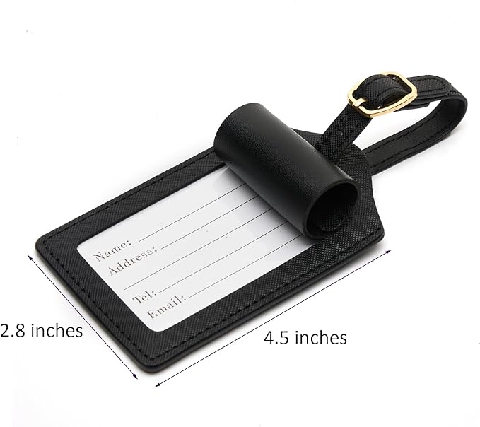 Luggage Tag PU Leather for Suitcase Baggage Handbag Travel Bag Label Suitcase Tag Label Tag w. Name Card & Privacy Cover (O)