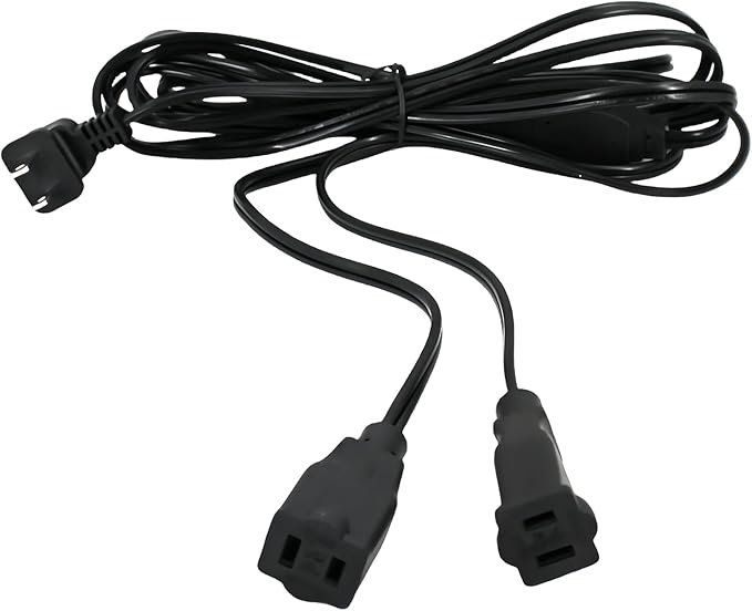 8.2Ft Power Splitter,2 Prong Extension Cord with 2 Outlets, 18AWG Male/Female Long Power Cable for Christmas Lights,Home Decor,Office,Indoor Extension Cord Splitter