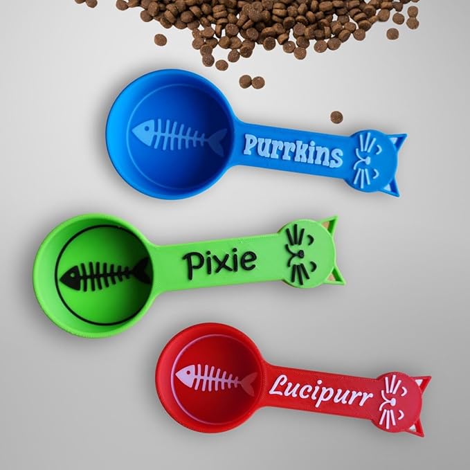 Personalized Cat Food Scoop, Cat Food Measuring Cup with Name, Kibble Scoop (7 oz - 7/8 cup)