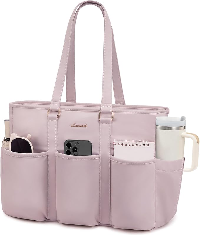 LOVEVOOK Teacher Nurse Tote Bag for Women Work, 15.6 Inch Laptop Bag With Large Cup Holder, Utility Everything Bag For Travel College Daily, Professional Computer Purse Handbag With Multi Pockets