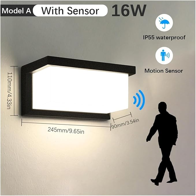 Long Wall Light, LED Wall Lamp Motion Sensor Waterproof Led Lights Wall Light Indoor Outdoor Wall Panels for Home Corridor Lighting,Bedroom Bedside Licht(Warm White,A with Sensor)