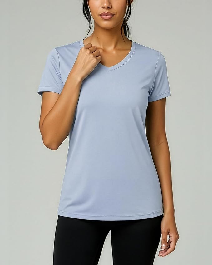5 Pack Women's Dry Fit V Neck Workout Tops T Shirts Athletic Gym Yoga Tees | Available In Plus Size, Cooling Moisture-Wicking, Short Sleeve, Quick-Dry, Fitness, Stretch, Exercise, Running, Hiking