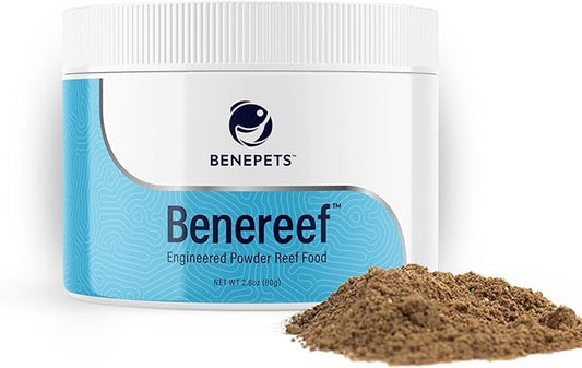 Benepets Benereef Powder Complete Reef Nutrition - Optimize Coral Growth, Color & Regeneration with Max Nutrient Absorption, Prebiotics & Probiotics, Coral & Fish Feed - 80 Grams