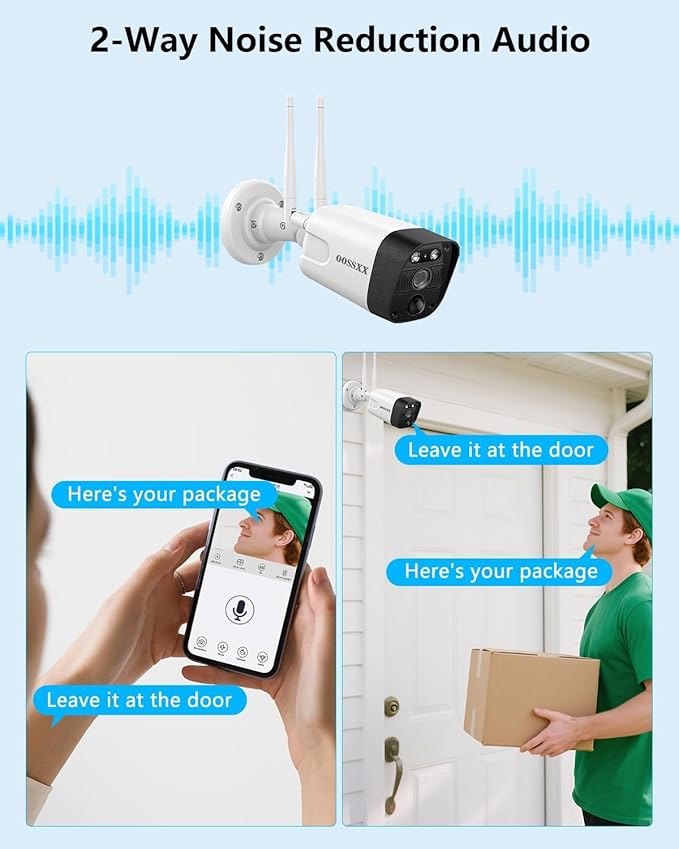 (2026 Update) Wireless WiFi Outdoor Security Camera System with Dual Antenna Cameras, 55% Stronger Signal, 130�� Wide Angle, 2-Way Audio, No Monthly Fee, Home NVR Security System