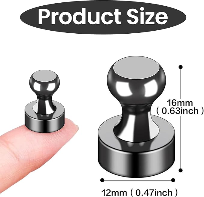 LOVIMAG Fridge Magnets 20Pcs, Magnet for Refrigerator Whiteboard, Black | Small Strong Neodymium Metal Cute Push Pin for Classroom, Kitchen, Accessories Decorative, Office, Calendar