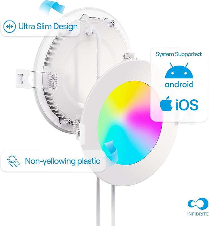 INFIBRITE 4 Inch WiFi Smart 9W 810LM Recessed LED Ceiling Light, Alexa/Google, Wet Rated (24 Pack)