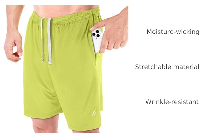 Quick Dry Knit Men's Athletic Shorts Loose-Fit Running Workout Gym Shorts