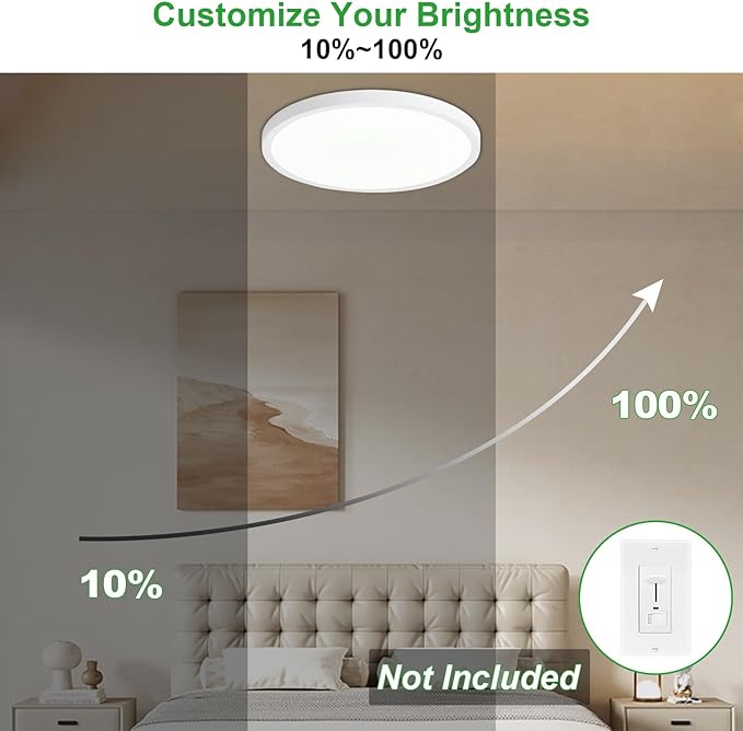 LED Flush Mount Ceiling Light: 12 inch 6Pack Super Slim Dimmable & 5CCT (2700-6500K) Kitchen Lighting Fixtures Ceiling - 24W White Low Profile Ceiling Lamp for Bedroom Garage Hallway