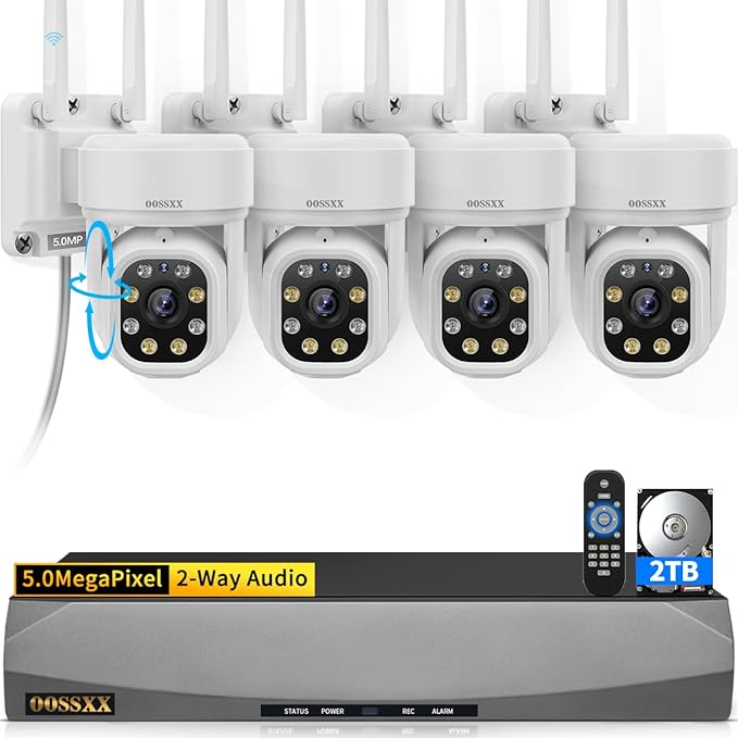 (2026 Update) 5MP PT Wireless Security Camera System with AI Human Tracking, Dual-Band 2.4G&5G WiFi, 130�� Wide Angle, 2-Way Audio, No Monthly Fee, Outdoor Home Security Kit
