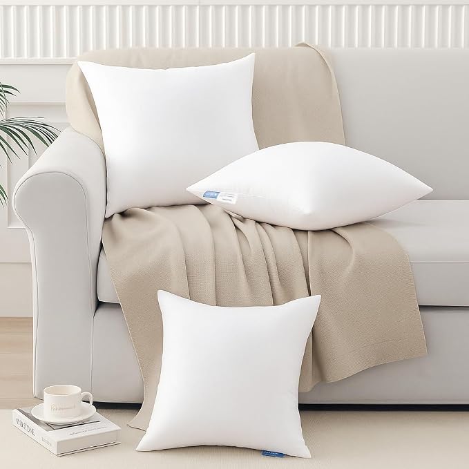 Leeden 22 x 22 Pillow Inserts Set of 2, Plush Down Alternative Decorative Throw Pillow Inserts for Couch, Sofa & Bed, Square Cushion Inserts for Home Decor