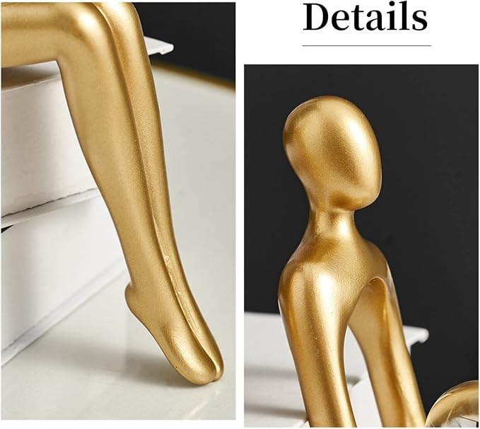 Prettidecor Gold Home Decor Thinker Statue Accents, Set of 3 Thinker Sculptures Office Decor Modern Abstract Resin Decoration on Shelf Table Desk for Living Room Office Bedroom (Small Gold) | Home Decor Accents, Office Decor, Abstract Resin, For Living...
