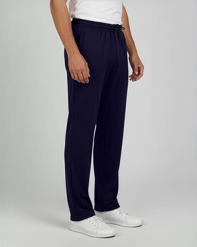 3 Pack Men's Mesh Open Bottom Sweatpants Active Athletic Workout Gym Pocket | Available in Big & Tall, Uncuffed, Elastic Waistband, Drawstring, Straight Leg, Running, Jogging, Exercise, Training, Sports