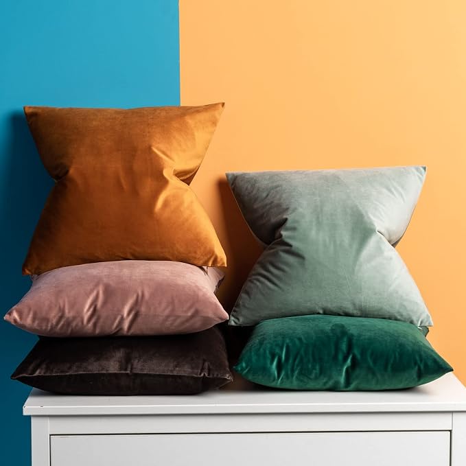 18x18 Throw Pillow Covers Decorative Velvet Cushion Covers Set of 2,Jam | Soft Pillow Cases with Invisible Zipper for Modern Couch Sofa Bed Living Room Bedroom Home Decor