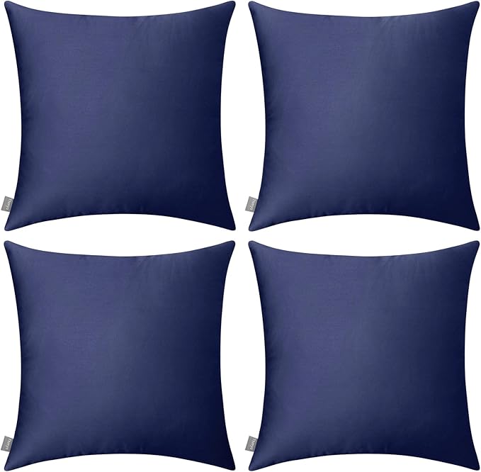 Thmyo 4-Pack 100% Cotton Comfortable Solid Decorative Throw Pillow Case Square Cushion Cover Pillowcase Sublimation Blank Pillow Covers Halloween DIY Throw Pillowcase(26x26inch/66x66cm,Dark Blue)