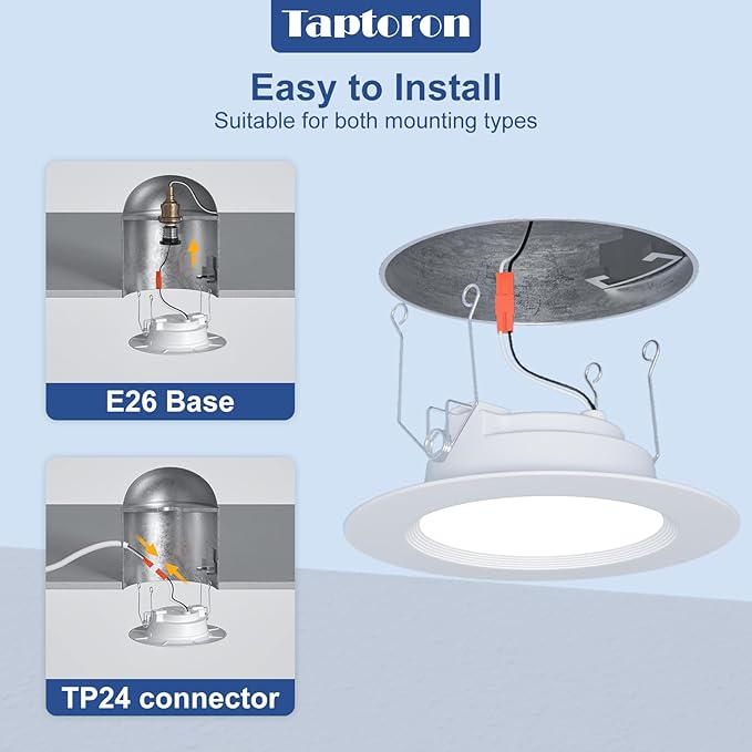 Recessed Lighting 5/6 Inch Color Changing LED Can Lights for Ceiling, 13W 1050LM Retrofit Recessed Lights with Baffle Trim, RGBCW Downlight Dimmable by Remote Control, Memory, Delayed Off, 1 Pack