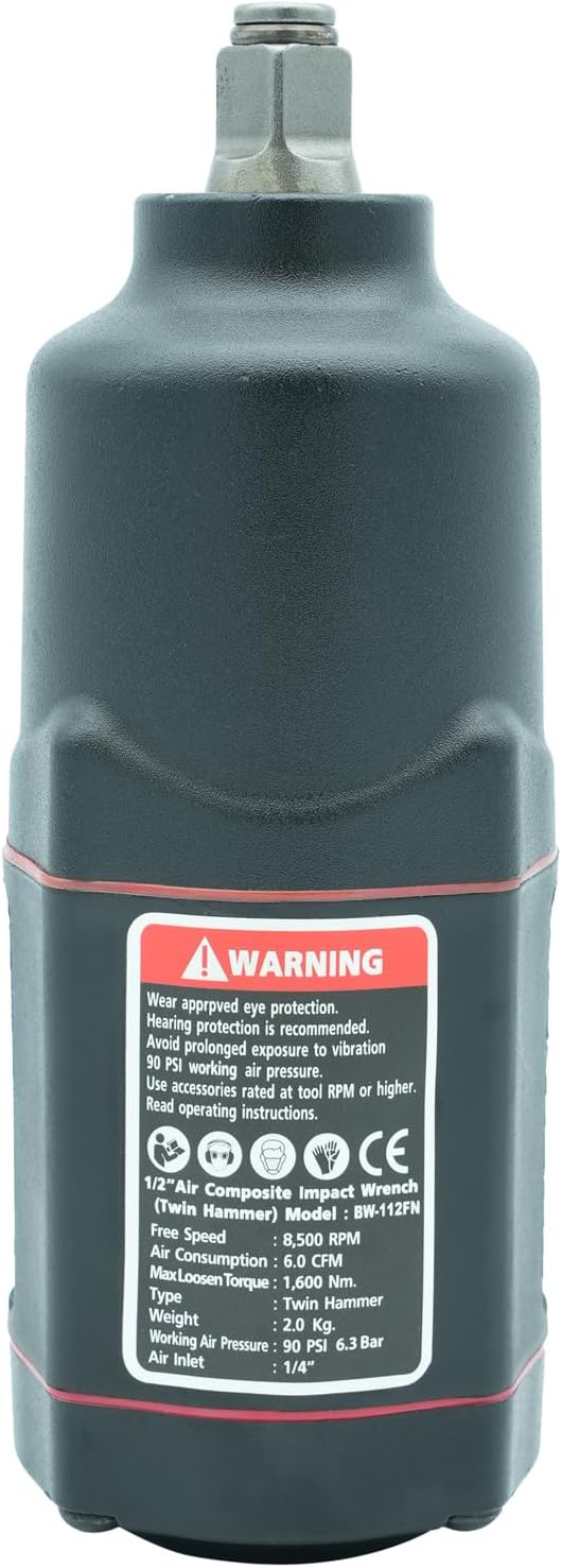 BESWELL® 1/2-Inch Air Impact Wrench with Up to 1180 Foot-Pounds of Real Max Loosen Power-BW-112FN1