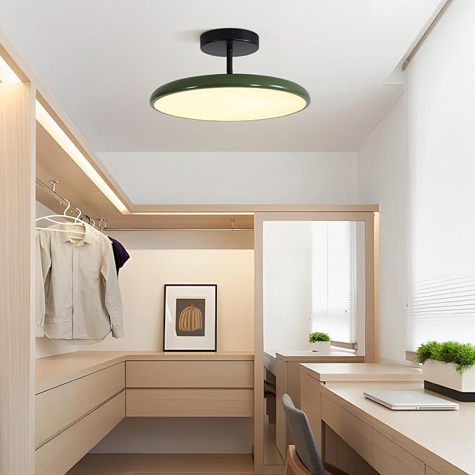 KCO Lighting Vintage Green Flush Mount Ceiling Light Black Semi Flush Mount Ceiling Light Mid Century Modern Entryway Ceiling Lamp LED Hallway Ceiling Lights Fixtures
