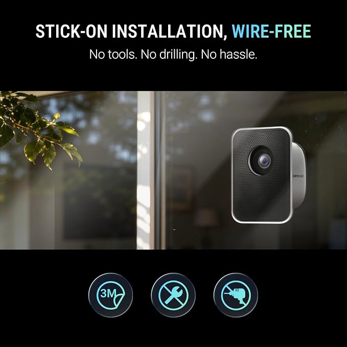 2.5K Window Security Camera ��� No Drill Anti-Glare, Free AI Human/Vehicle/Pet Detection, 5000mAh Battery & Wired, Indoor to Outdoor, Face Recognition, 24/7 Recording