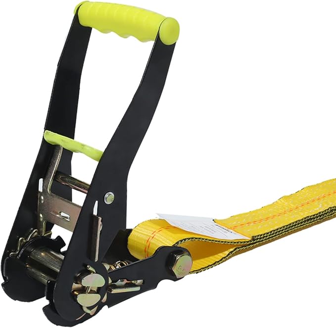 Heavy Duty Ratchet Tie Down Straps - 4 Pack Car Hauling Kit with Snap Hooks - 10,000 lbs Break Strength - Auto Transport Axle Straps with D-Ring - Professional Grade Vehicle Tie Downs