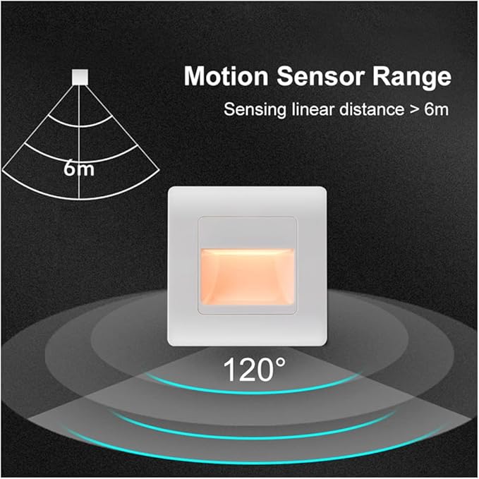 Recessed LED Stair Light Wall Lamp Motion Sensor Wall Lamp AC85-265V Step Lamp Corridor Lighting Indoor Wall Lighting 1PcsWarmWhite Silver