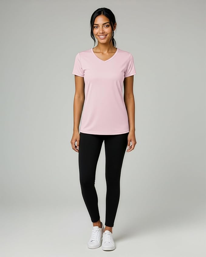 5 Pack Women's Dry Fit V Neck Workout Tops T Shirts Athletic Gym Yoga Tees | Available In Plus Size, Cooling Moisture-Wicking, Short Sleeve, Quick-Dry, Fitness, Stretch, Exercise, Running, Hiking