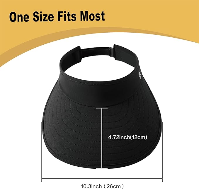 WANDER Sun Visor Hats for Women Wide Brim UV Protection Adjustable Large Golf Beach Cap Packable Travel Sport Visor