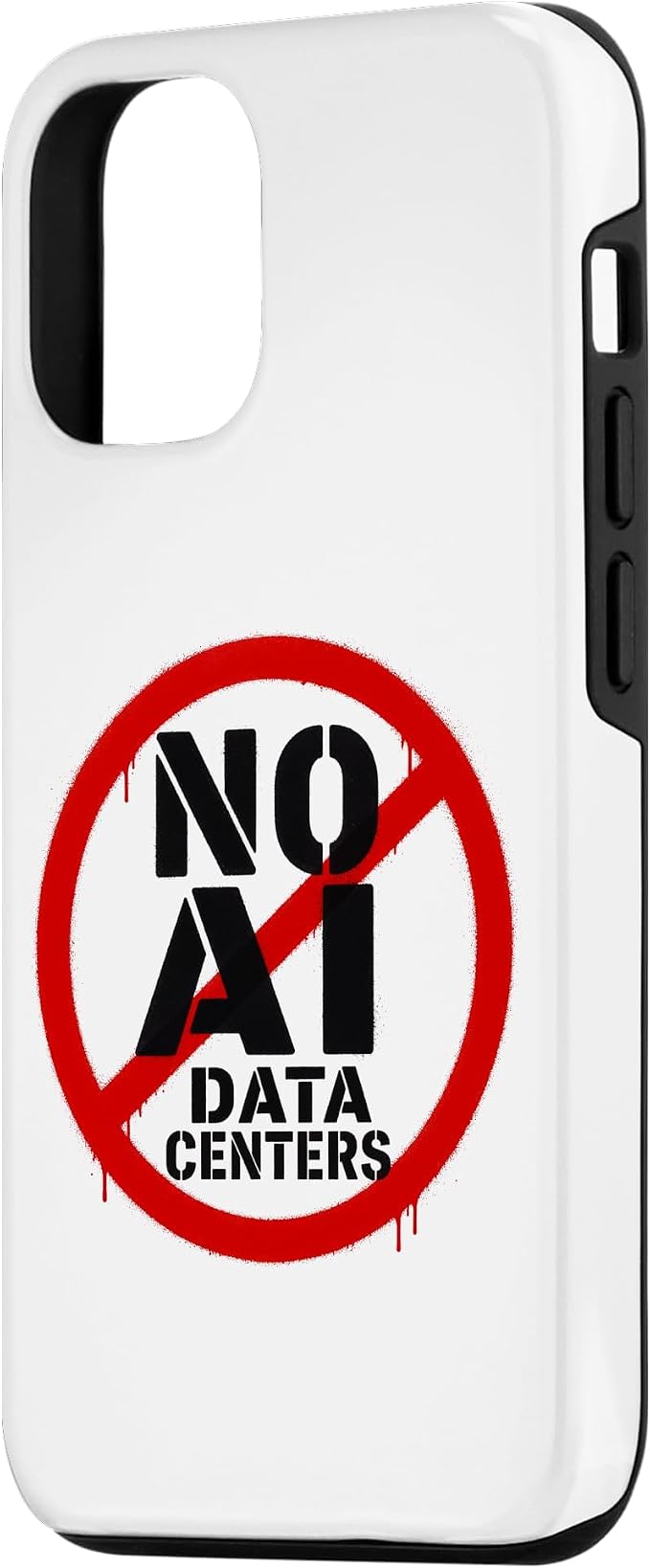 No AI Data Centers ��� Simple Minimal Spray Paint Style Text Case for iPhone 12/12 Pro