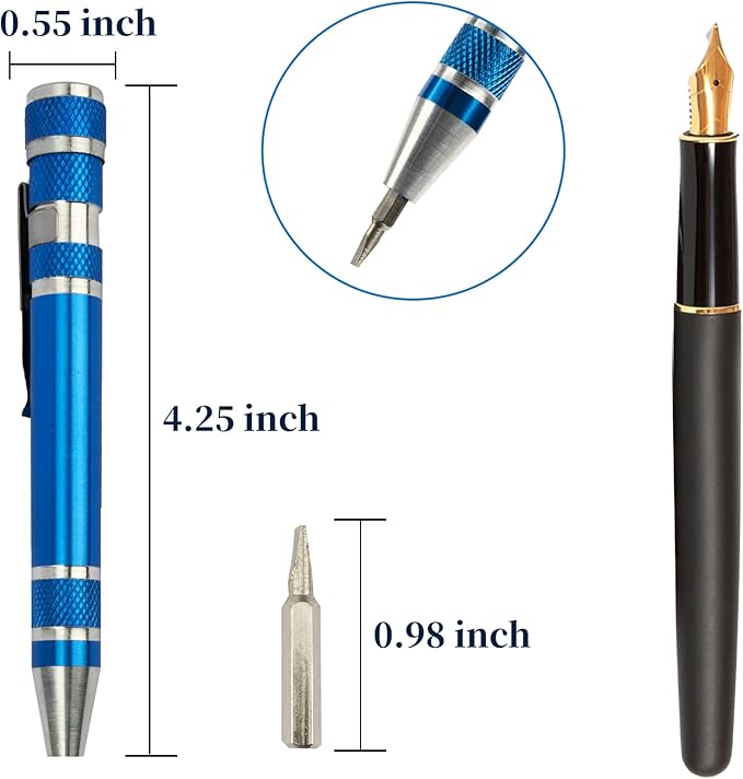 SWATOM 8 in 1 Mini Screwdriver Set Small Screwdrivers Pen Magnetic Repair Tools EDC Compact Precision Gadgets for Computer Eyeglasses Daily Home Improvement Use (Black)