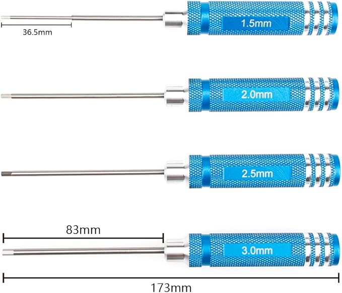 Allen Hex Screwdrivers Key Driver Tool Set T10059 1.5mm 2mm 2.5mm 3mm M1.5 M2 M2.5 M3 Aluminum Handle HSP 4PCS