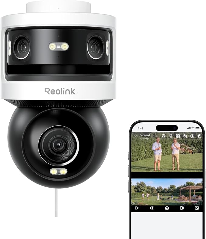 REOLINK OMVI 3i PoE Triple-Lens PoE Security Camera with Auto Tracking | 10MP 180�� Panoramic & 4K PT, AI Video Search, 24/7 Recording, Perimeter Protection, Color & IR Night Vision, Smart Detection
