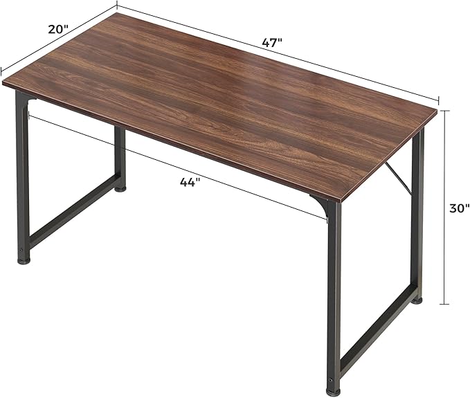 Huuger Computer Desk, 48 Inch Office Desk, Gaming Desk with Storage, Writing Desk Work Desk for Home Office, Study, Modern Simple Desk, Large Legroom, Metal Frame, Walnut